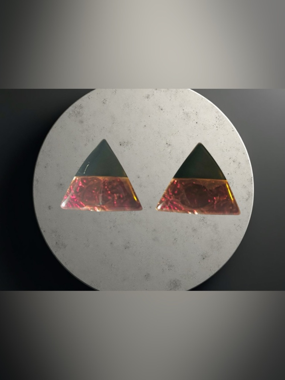 Geometric Triangle Earrings in Black and Burgundy